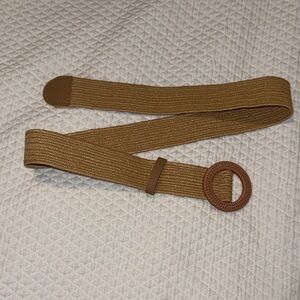 Tan Woven Belt with Round Buckle